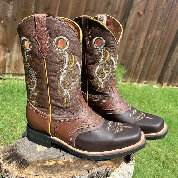 Men's Brown Leather San Fernando Western Rodeo Boots NewWB Sz-29 (US 10.5) LocBB - Picture 1 of 12